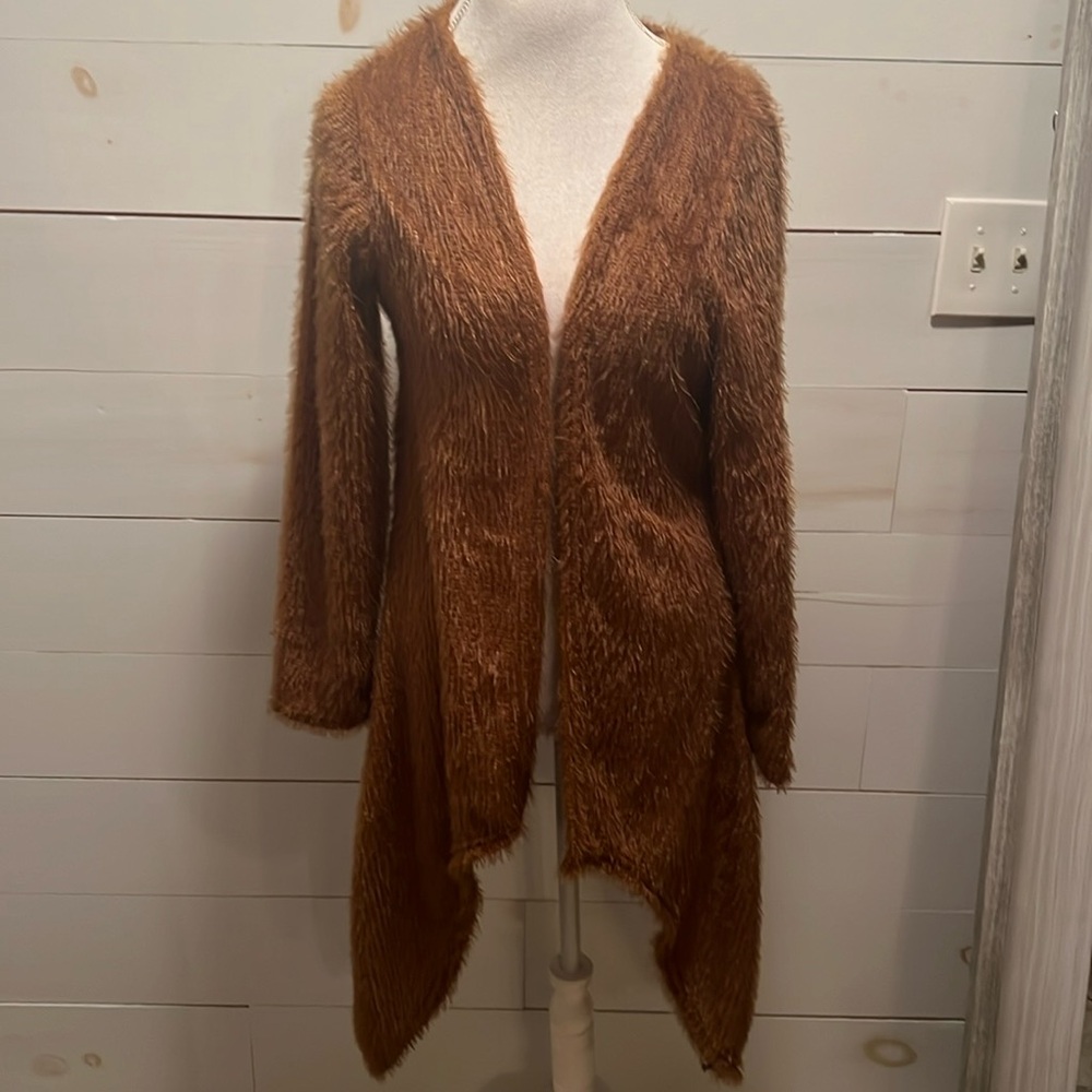 Aster June fuzzy brown cardigan